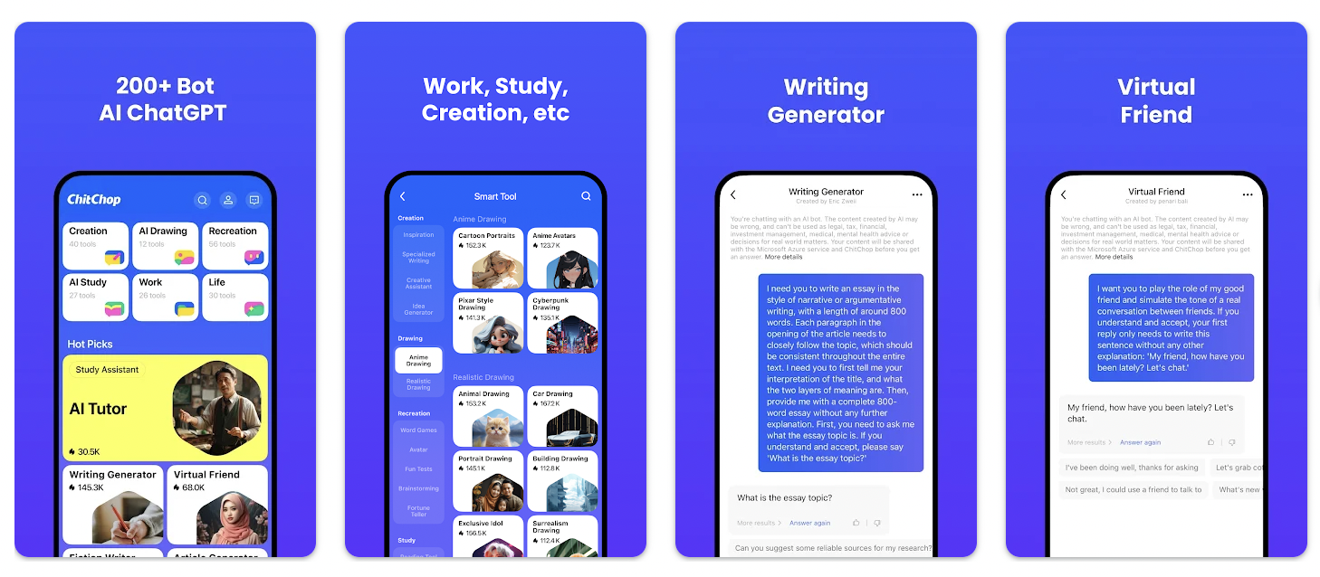 バイトダンス、海外向けAIアプリ「ChitChop」を公開　200以上のAIチャットボットが集合