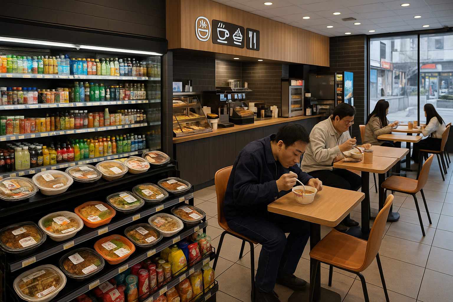 中国コンビニ、売上減でも「食堂化」加速　即時小売りやPB強化で活路探る