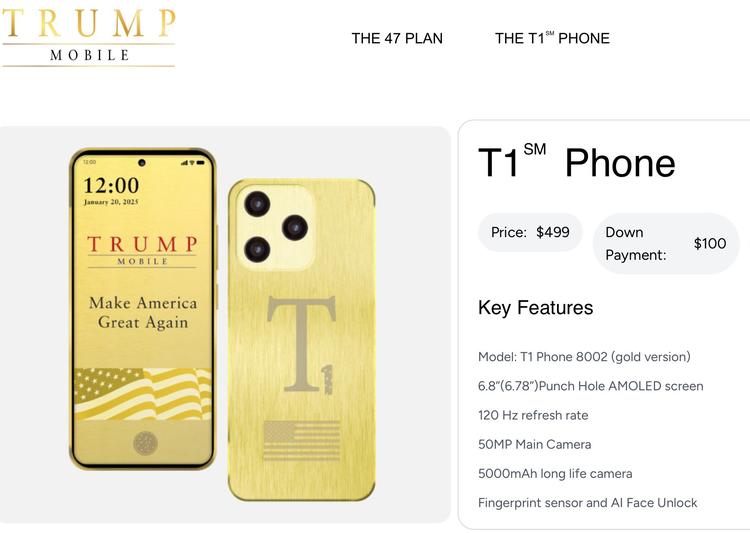 トランプの金ピカスマホ「T1」が予約開始⋯“完全米国製”をうたうも実は中国OEM？　